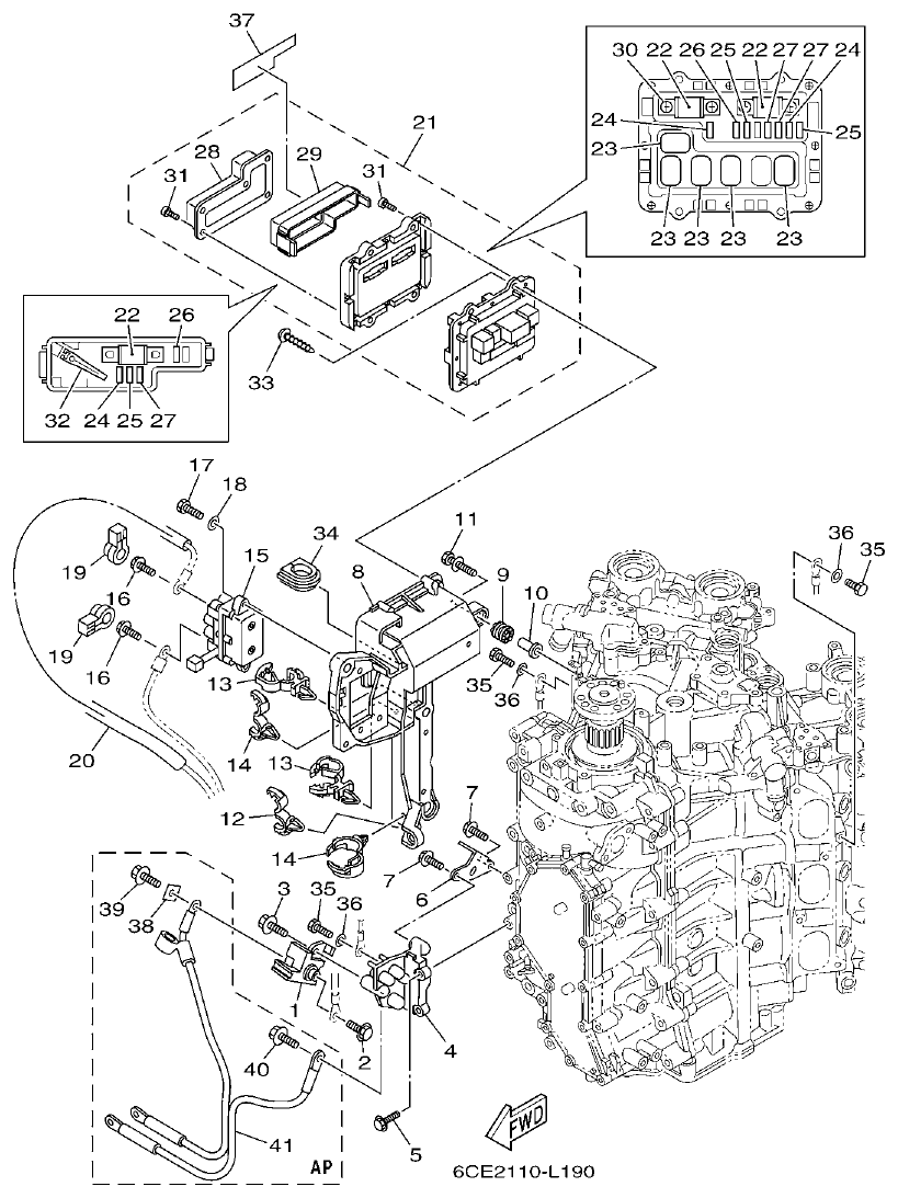 Yamaha F225FET, FL225FET ELECTRICAL 3 parts diagram
